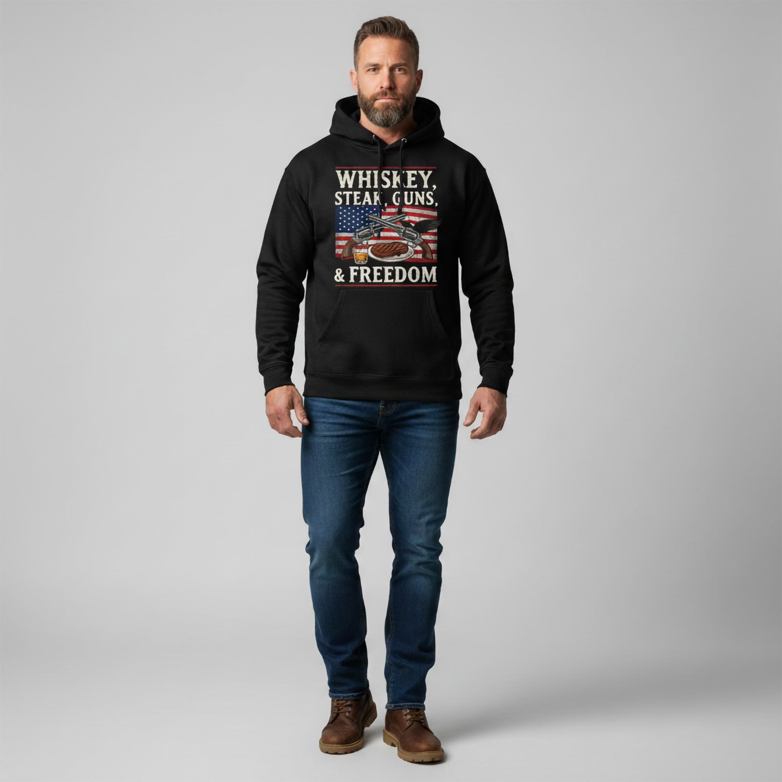 Whiskey, Steak, Guns, & Freedom Hoodie